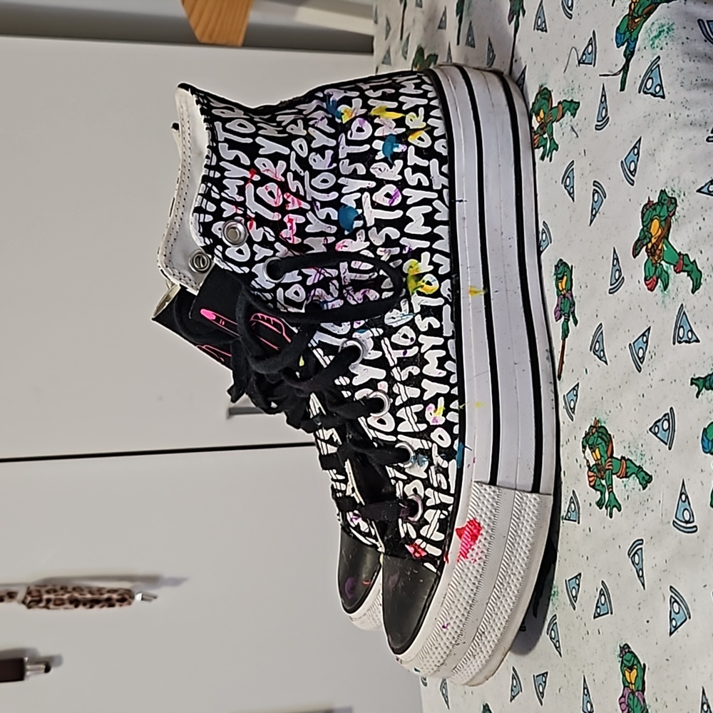 Edgy Custom All Star High Tops with Platform size 8.5